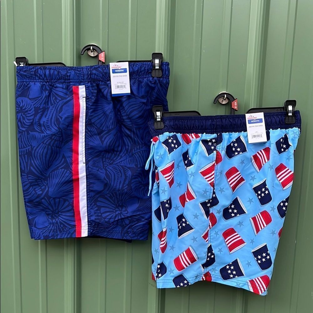 Men’s Americana Swim Trunks Shorts 2-Pack Size M